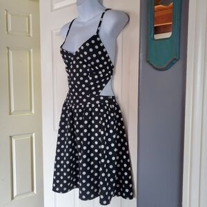 Varga Polka Dot Pin-up Rockabilly Mini Dress Strappy Crossover Back Size Large